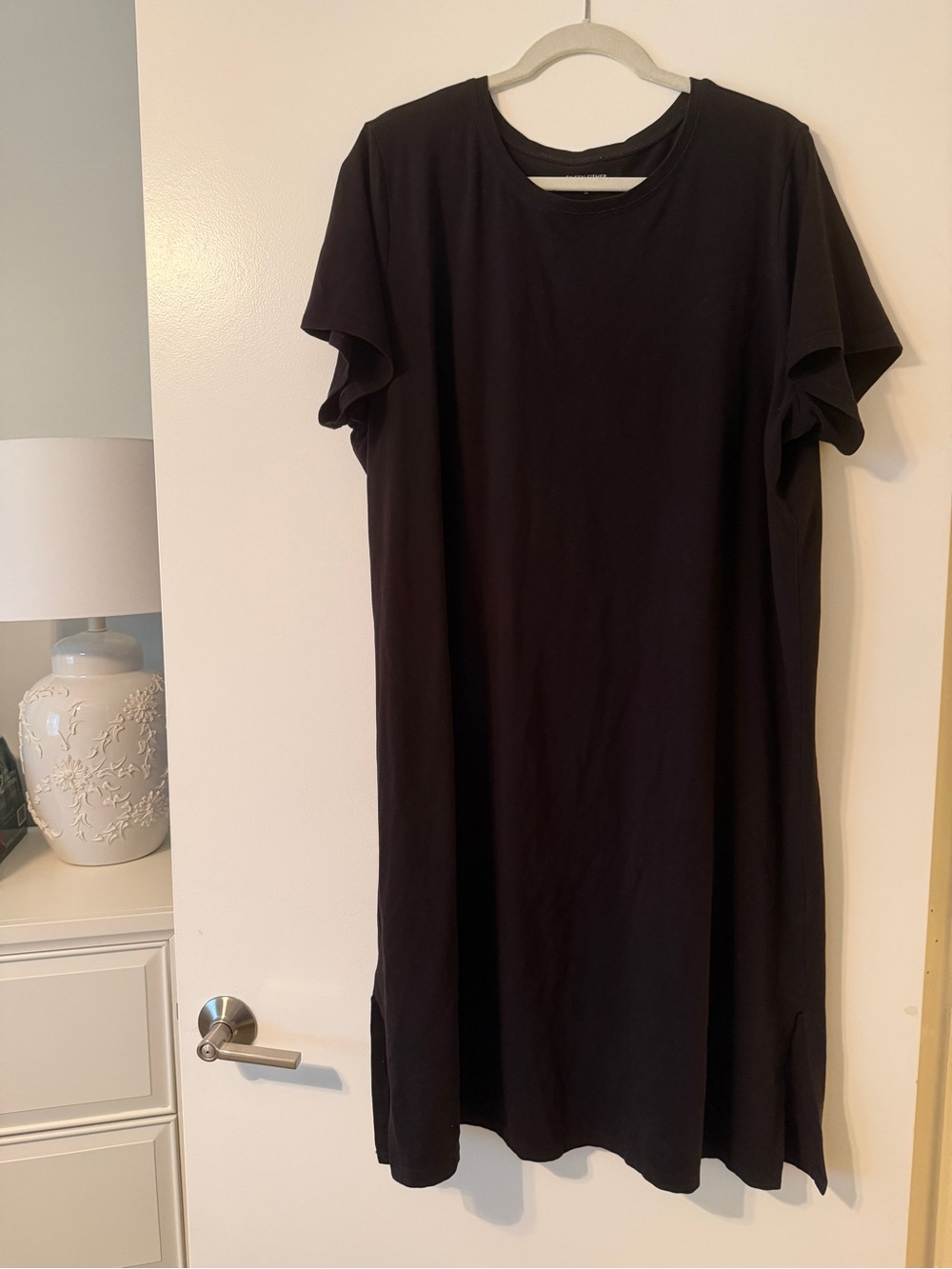 Eileen Fisher 2X Classic Black Tee Dress - Women's Simple Short Sleeve